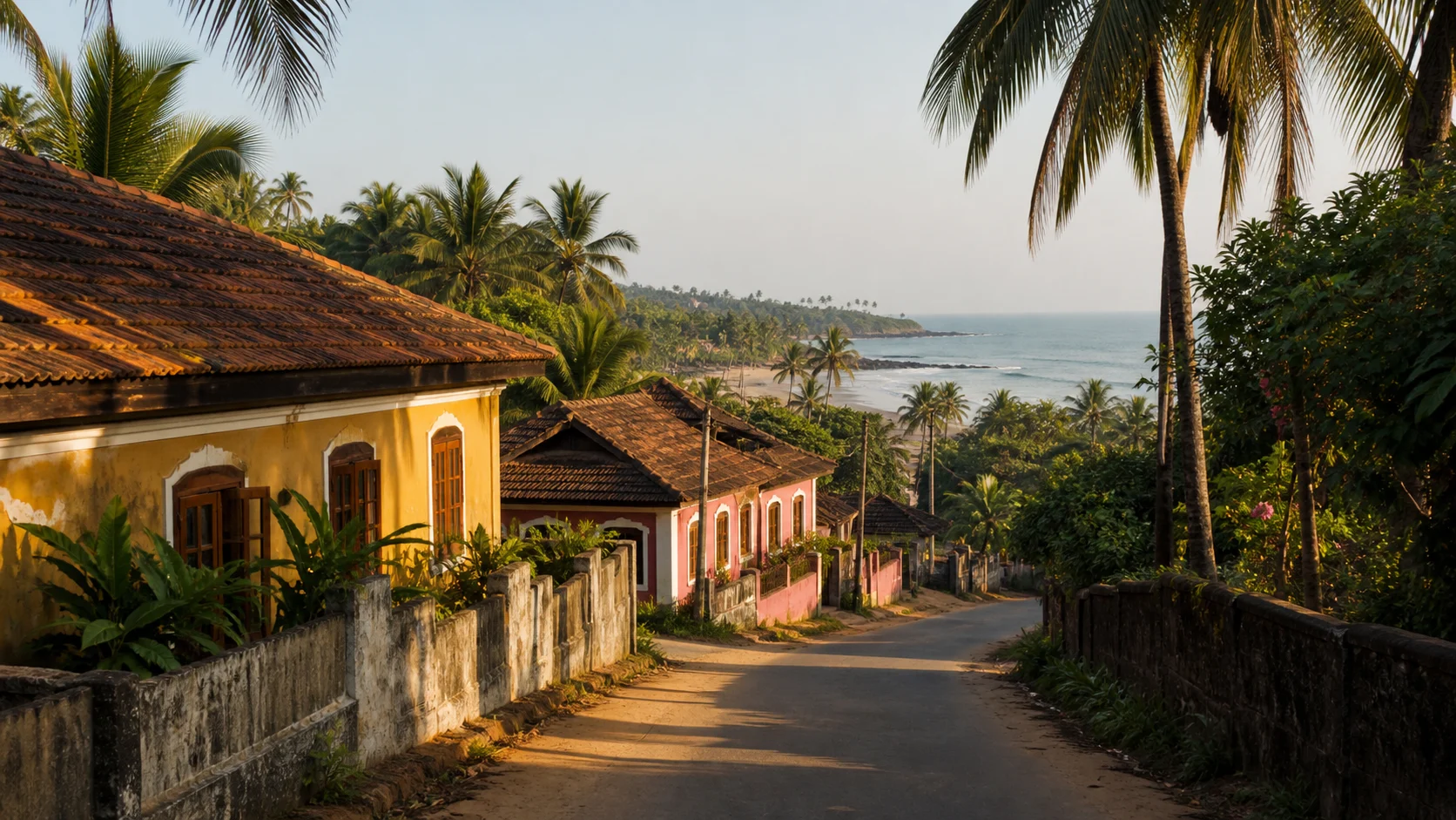Дорога через поселок Южного Гоа к побережью