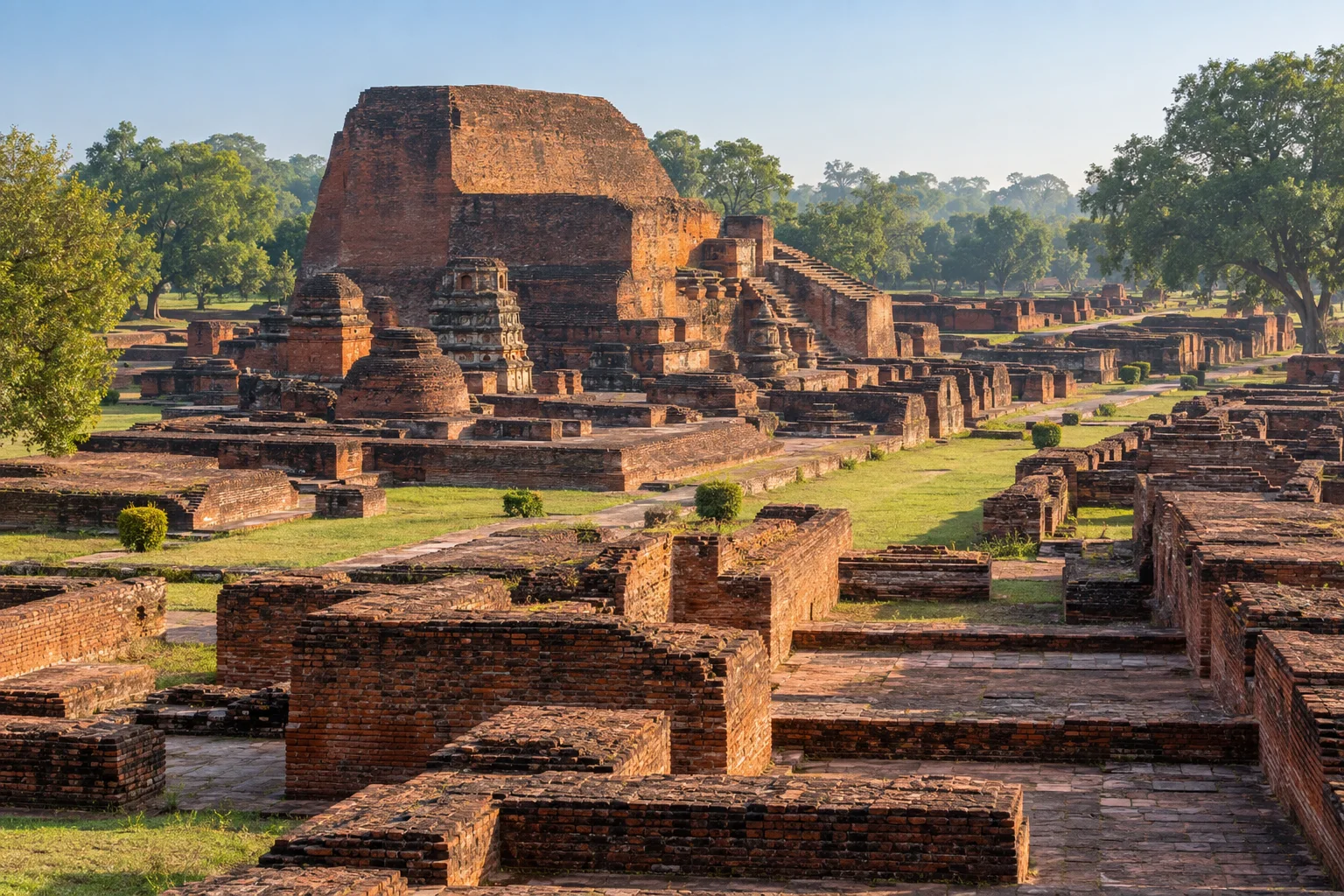 Краснокирпичные монастыри, ступы и храмы археологического комплекса Наланда-Махавихара