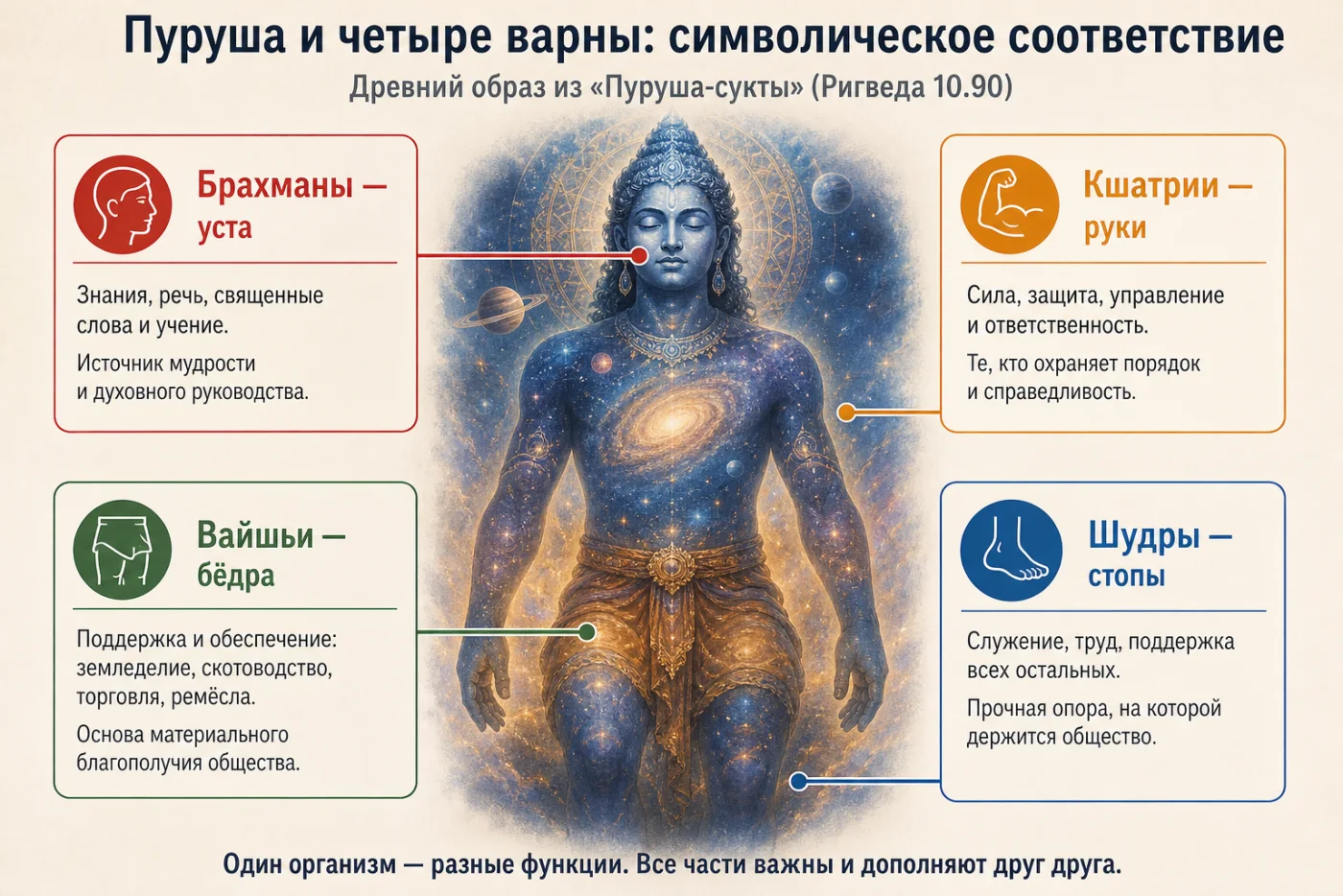 Мифологический образ Пуруши и происхождение четырёх варн